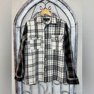 Reason Heavy Duty Black and White Plaid Button Up Shirt #131&